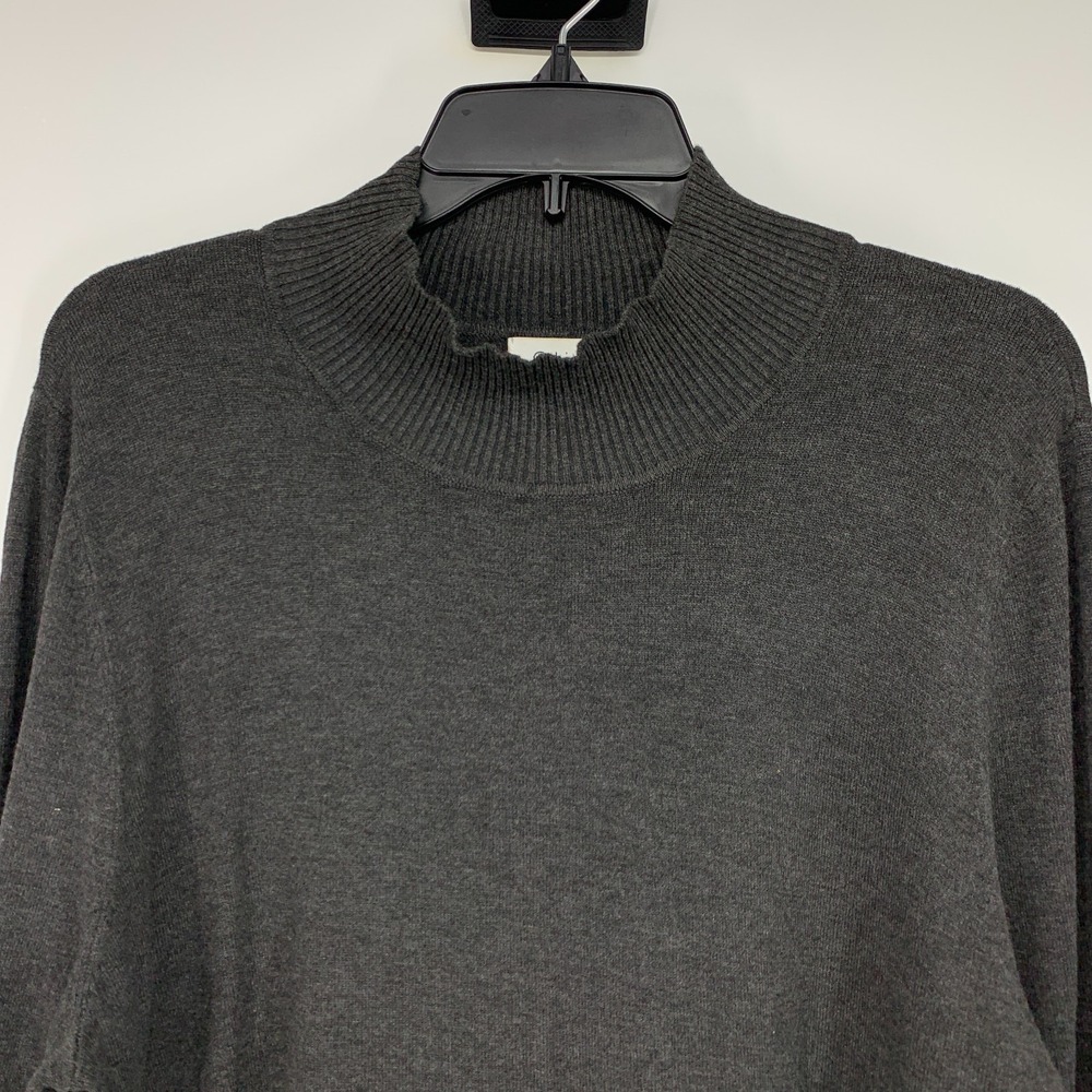 Calvin Klein Sweater Womens Size XL Gray Ribbed Mock Neck Pullover Long Sleeve - Picture 2 of 9